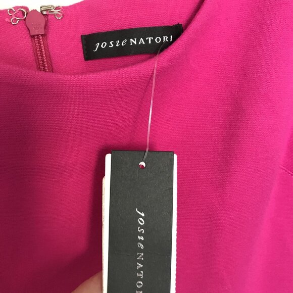Josie Natori Pink Jersey Sleeveless Peplum Dress Size 6 Bodycon Mob Wife - Picture 6 of 13